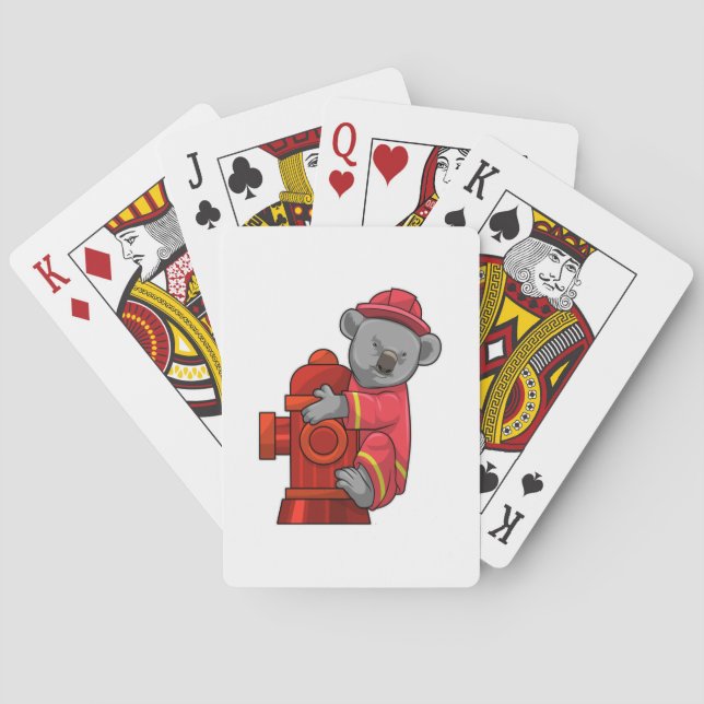 Koala as Firefighter with Fire hydrant Poker Cards (Back)