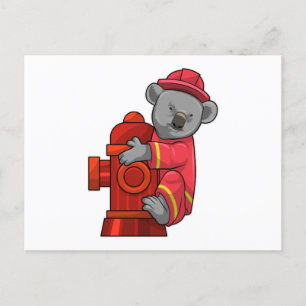 Koala as Firefighter with Fire hydrant Postcard