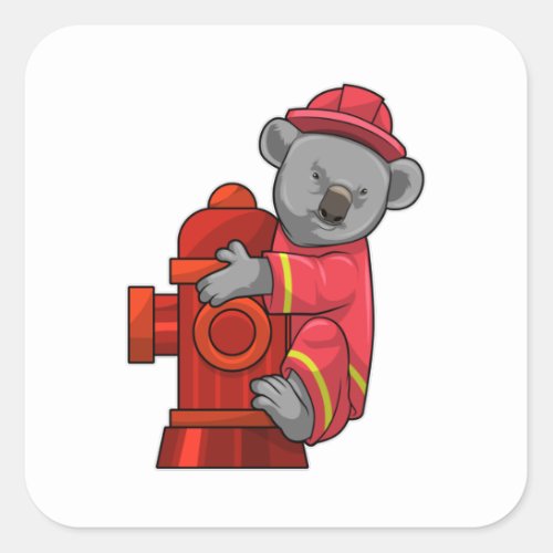 Koala as Firefighter with Fire hydrant Square Sticker