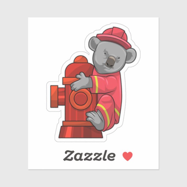 Koala as Firefighter with Fire hydrant Sticker (Sheet)