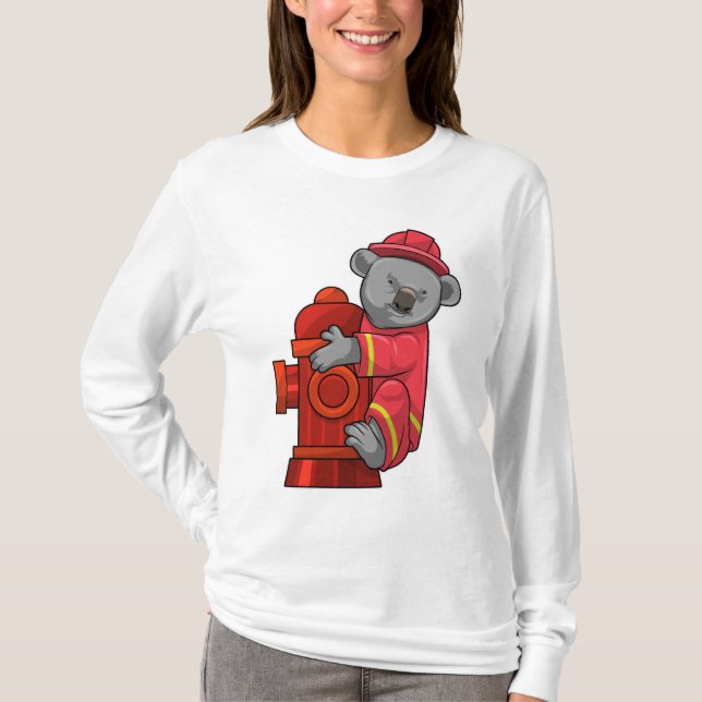 Koala as Firefighter with Fire hydrant T-Shirt (Front)