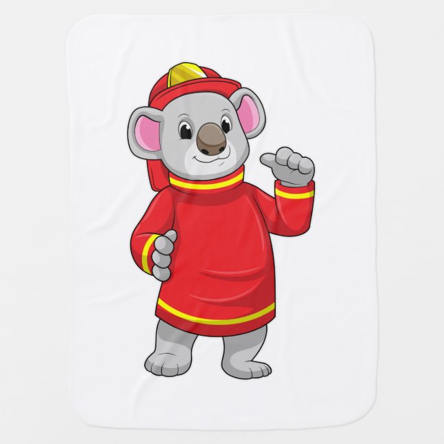 Koala as Firefighter with Helmet Baby Blanket (Front)