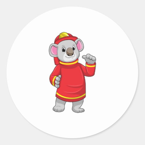 Koala as Firefighter with Helmet Classic Round Sticker