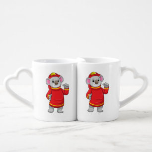 Koala as Firefighter with Helmet Coffee Mug Set