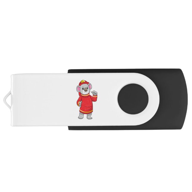 Koala as Firefighter with Helmet Flash Drive (Back)