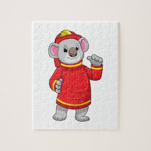 Koala as Firefighter with Helmet Jigsaw Puzzle