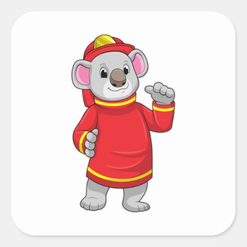 Koala as Firefighter with Helmet Square Sticker