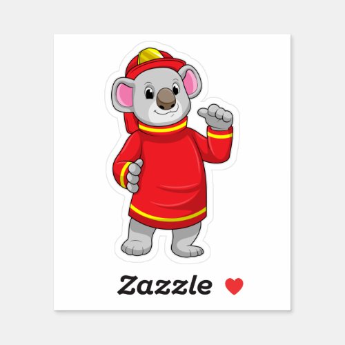 Koala as Firefighter with Helmet Sticker