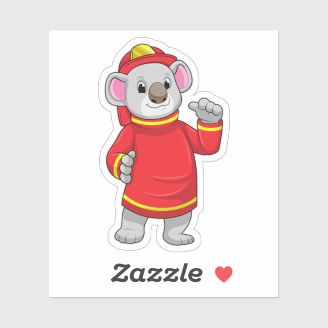 Koala as Firefighter with Helmet Sticker (Sheet)