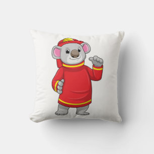 Koala as Firefighter with Helmet Throw Pillow