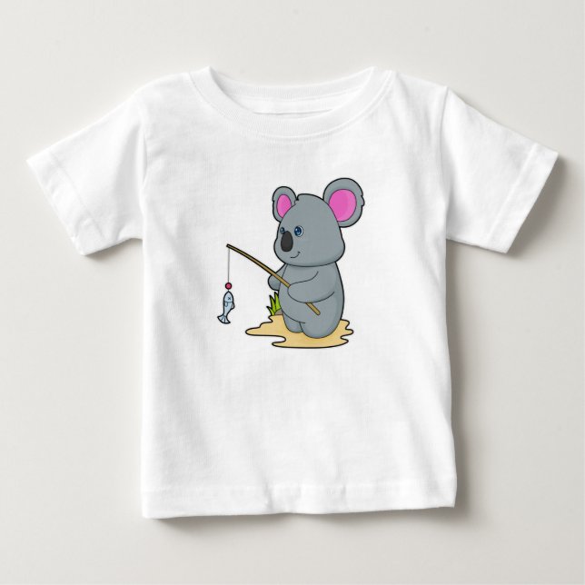 Koala as Fisher with Fishing rod & Fish Baby T-Shirt (Front)