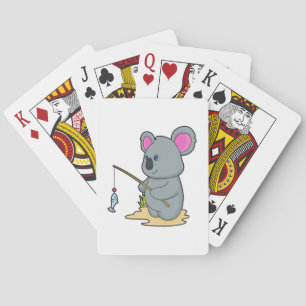 Koala as Fisher with Fishing rod & Fish Poker Cards
