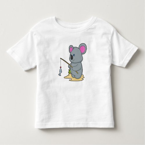 Koala as Fisher with Fishing rod  Fish Toddler T_shirt