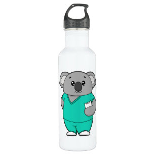 Koala as Nurse with Notepad Stainless Steel Water Bottle