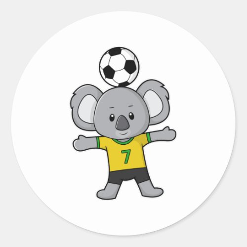 Koala as Soccer player with Soccer ball Classic Round Sticker