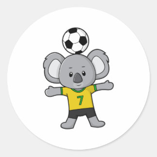 Koala as Soccer player with Soccer ball Classic Round Sticker