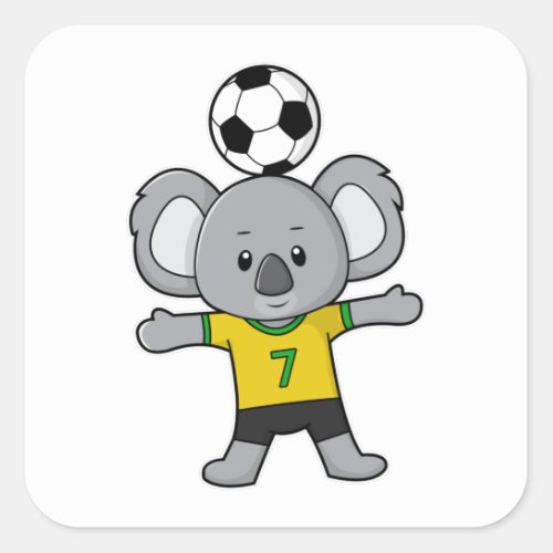 Koala as Soccer player with Soccer ball Square Sticker