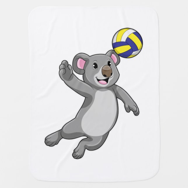 Koala as Volleyball player with Volleyball Baby Blanket (Front)
