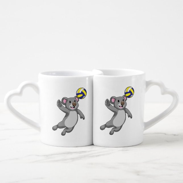Koala as Volleyball player with Volleyball Coffee Mug Set (Front Nesting)