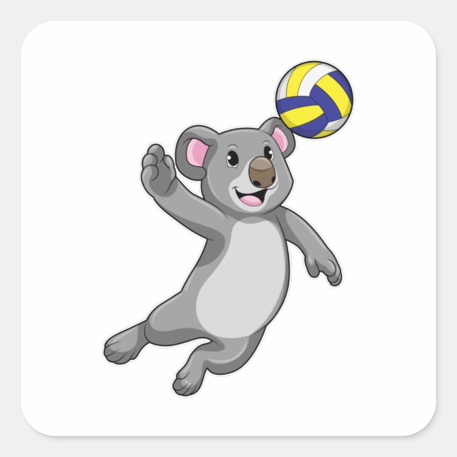 Koala as Volleyball player with Volleyball Square Sticker (Front)