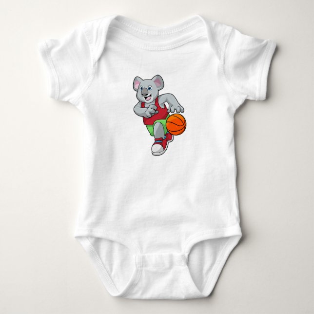 Koala at Basketball Sports Baby Bodysuit (Front)