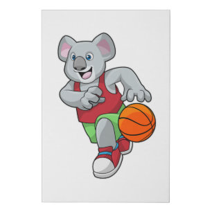 Koala at Basketball Sports Faux Canvas Print