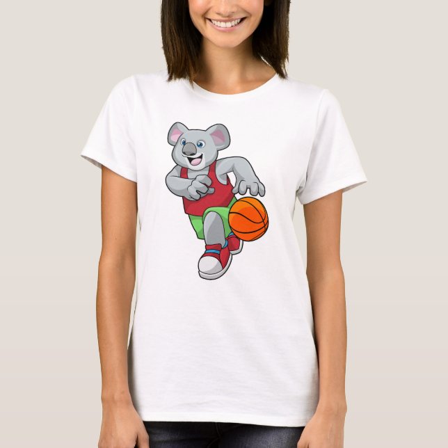 Koala at Basketball Sports T-Shirt (Front)