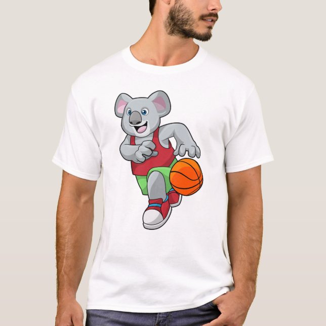 Koala at Basketball Sports T-Shirt (Front)