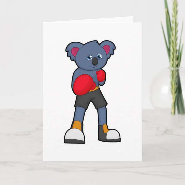 Koala at Boxing with Boxing gloves Card (Front)