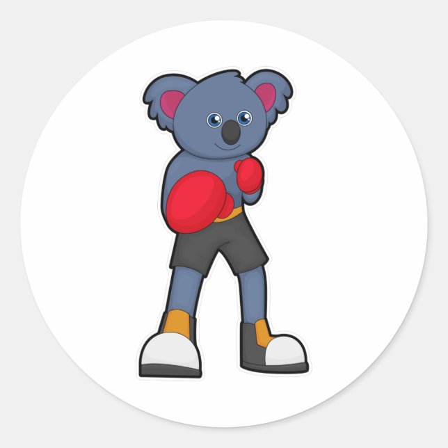 Koala at Boxing with Boxing gloves Classic Round Sticker (Front)