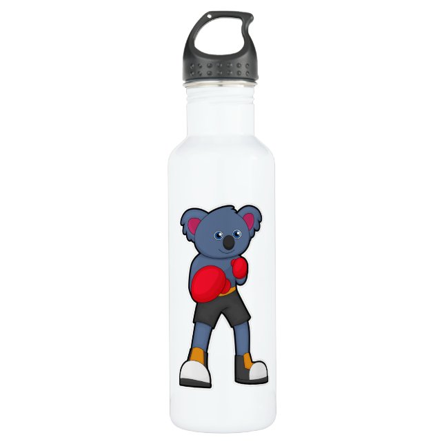 Koala at Boxing with Boxing gloves Stainless Steel Water Bottle (Front)