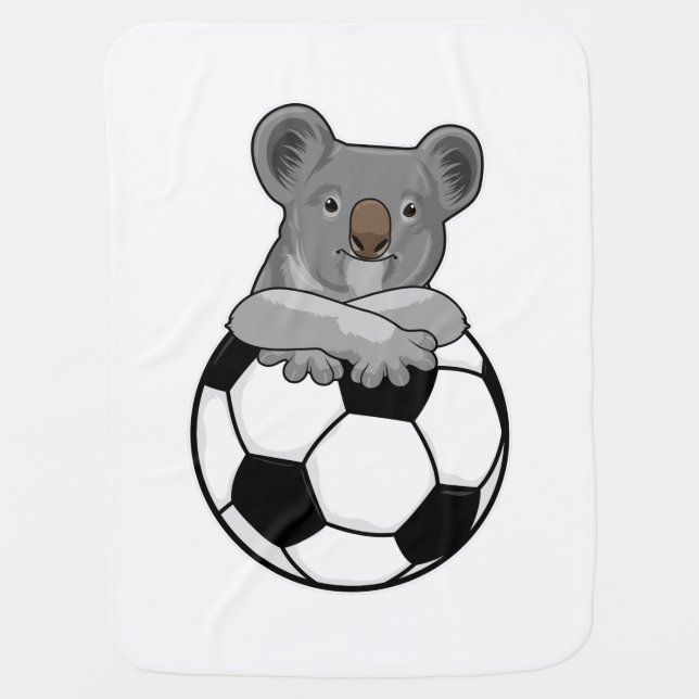 Koala at Soccer Sports Baby Blanket (Front)