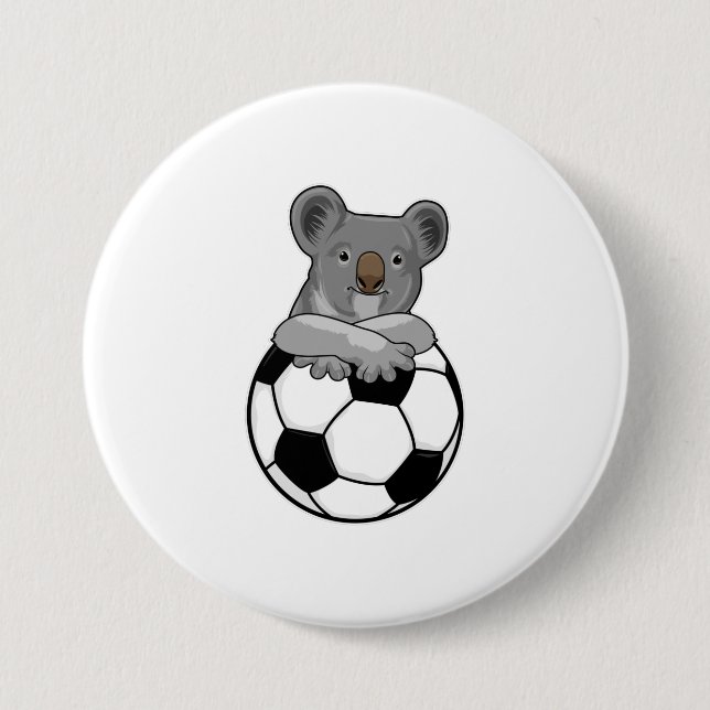 Koala at Soccer Sports Button (Front)