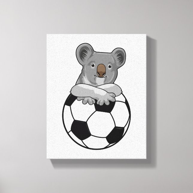 Koala at Soccer Sports Canvas Print (Front)