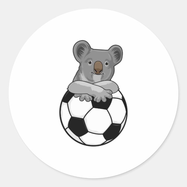 Koala at Soccer Sports Classic Round Sticker (Front)