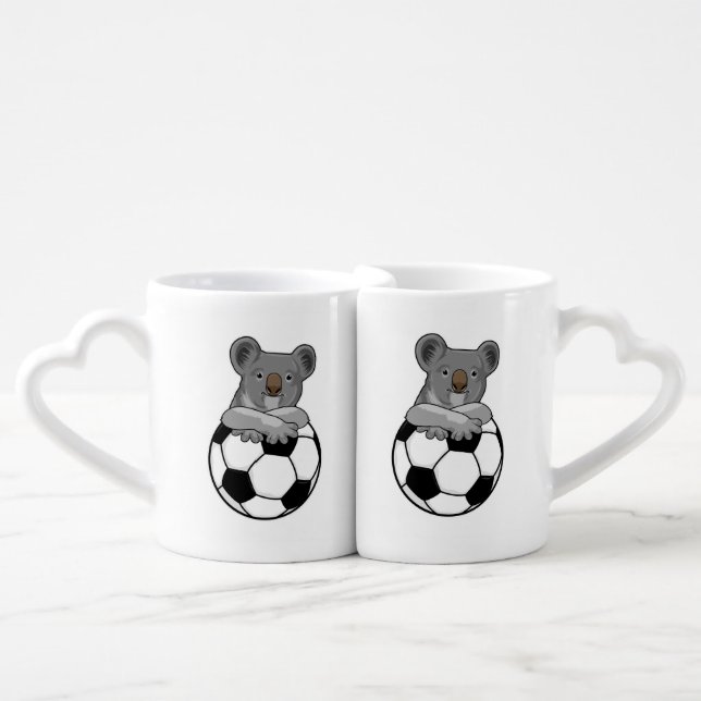 Koala at Soccer Sports Coffee Mug Set (Front Nesting)