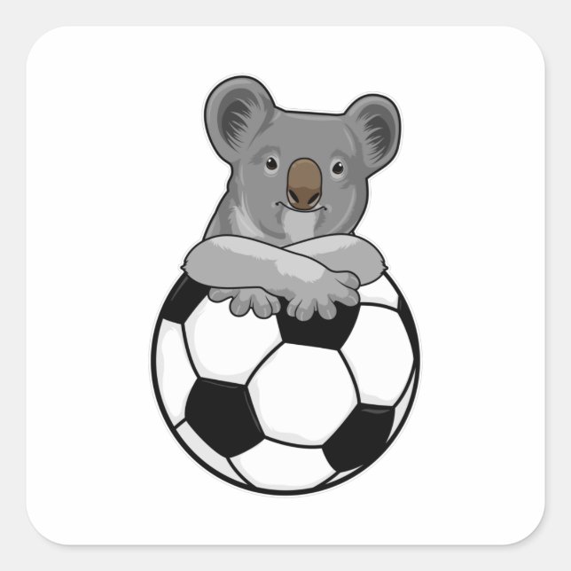 Koala at Soccer Sports Square Sticker (Front)