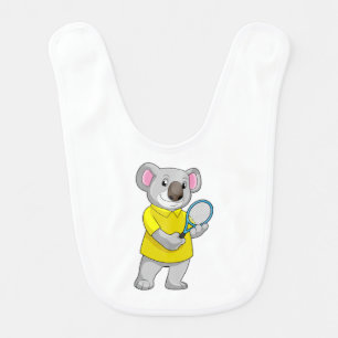 Koala at Tennis with Tennis racket Baby Bib