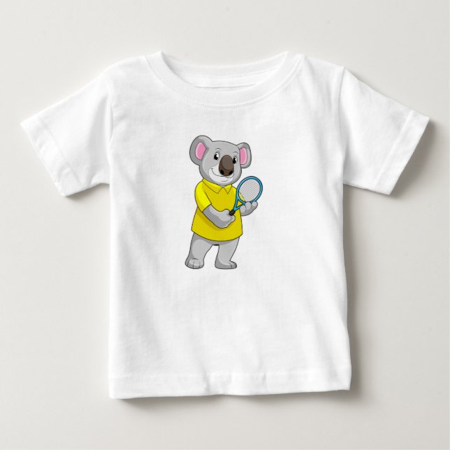 Koala at Tennis with Tennis racket Baby T-Shirt (Front)