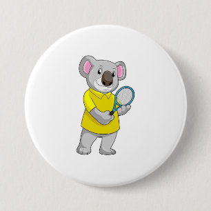 Koala at Tennis with Tennis racket Button