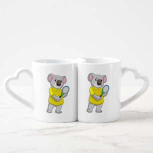 Koala at Tennis with Tennis racket Coffee Mug Set