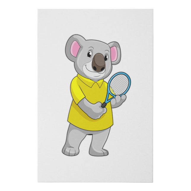 Koala at Tennis with Tennis racket Faux Canvas Print (Front)