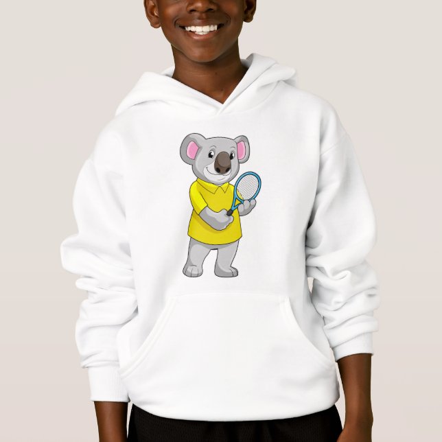 Koala at Tennis with Tennis racket Hoodie (Front)
