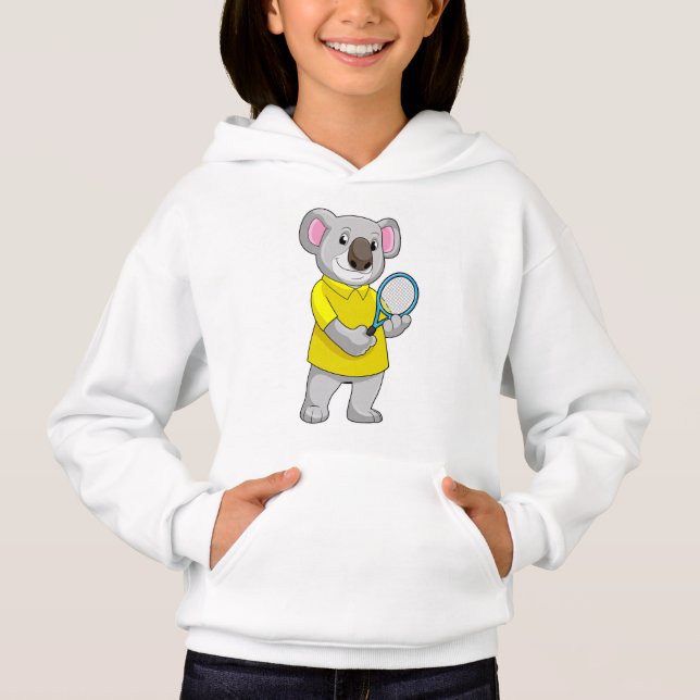 Koala at Tennis with Tennis racket Hoodie (Front)