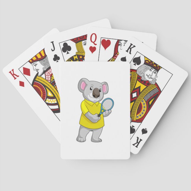 Koala at Tennis with Tennis racket Poker Cards (Back)