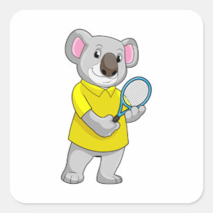 Koala at Tennis with Tennis racket Square Sticker