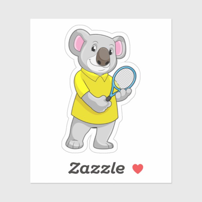 Koala at Tennis with Tennis racket Sticker (Sheet)