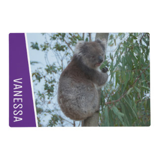 Koala Australia Animal in a Tree Custom Purple Placemat