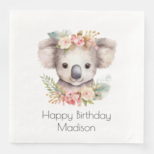 Koala Australia Personalized  Paper Dinner Napkins (Front)