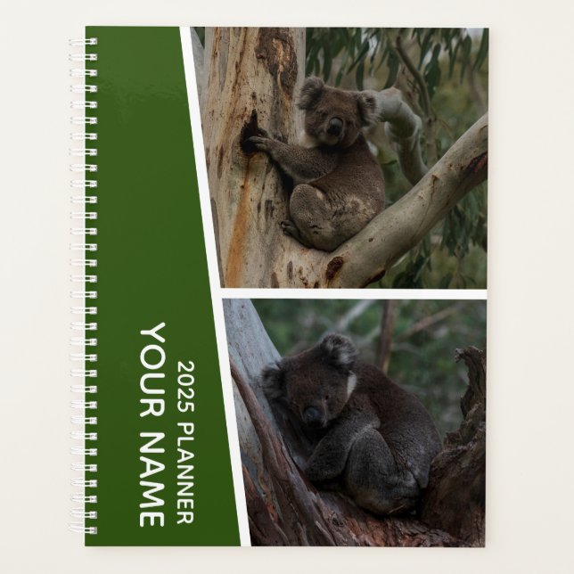 Koala Australia Photo Collage, Green 2025 Planner (Front)